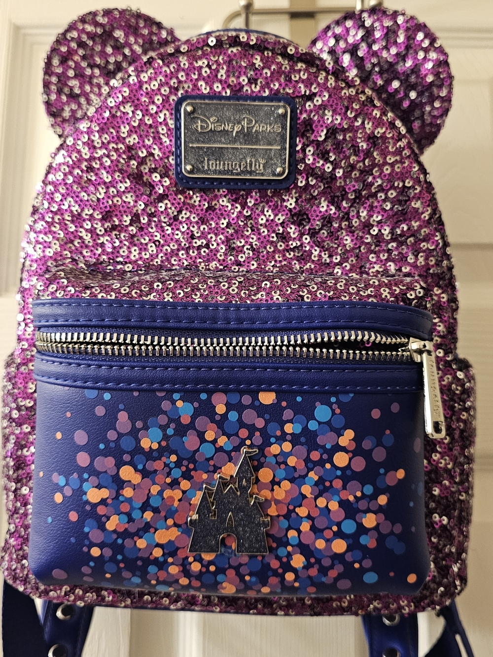 Disney Parks Loungefly Purple Sequin Ear Mini Backpack
